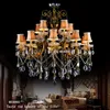 Modern Big Crystal Chandeliers Lighting Fixtures Antique Brass Large K9 Suspension Pendant Lustres Lamp with Lampshade Fast Shipping