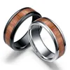 2020 New Wood Inlay Dome Wedding Band Ring For Men's Jewelry Stainless Steel Carbide Rings
