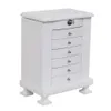 Caixa de armazenamento da caixa de jóia artesanal do armário do estilo europeu do vintage, caixa de madeira 7 de madeira, com 6 gavetas, branco