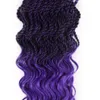 Soft Bouncy Curly Curly Wave Senegalese Twist Extensões Metade Curl Crochet Tranças Cabelo 16inch Extensões de Cabelo Sintético Colorido Ombre Roxo