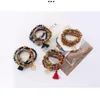 Bracelets à pendentif avec pompon arbre de vie, 5 Styles, style Boho, perles en bois multicouches, breloque extensible, cadeau d'anniversaire, livraison