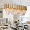 Lustre de plafond en cristal moderne allumant des lustres à LED d'or d'ellipse Appareils d'éclairage de décoration de luxe pour le restaurant à la maison Hôtel