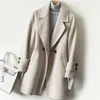 Kvinnorsullblandningar Dubbelsidig Cashmere Coat Mid Length Women Winter