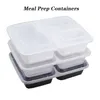 1000mlのフレッシュウェアの食事の準備容器の食糧貯蔵容器樹皮箱BPAの蓋付きのプラスチック容器3区画