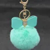 EPACKET DHL Gratis Frakt Högkvalitativ Rex Kanin Fur Boll Keychain, Diamond Bowknot Ladies Bil Hänge Dakr280 Mix Order Nyckelring Keychain