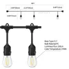 15pcs 전구 문자열 빈티지 스타일 야외 문자열 상업 파티오 문자열 빛 백열 전구 48 피트 (15) 조명 E26 / E27 자료 등