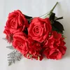 Rose finte europee (10 teste/mazzo) 18,9" Lunghezza Simulazione Rosa d'autunno per fiori artificiali decorativi per la casa di nozze