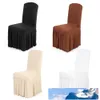 Spandex stretch stol täcker elastisk tyg ruffled tvättbar lång solid färg stol säteslock för matsal bröllop bankettfest hotell