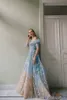 2020 Gorgeous Gradient Evening Dresses Lace Appliqued Party Gown Tulle Sweep Train Quinceanera Dress Custom Made Bridesmaid Dress