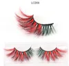 25mm Coloré 5D Mink Faux cils 17style épais Cils de luxe Coloré Coloré Cosplay Imitaté Mink mince Cils 50Sets