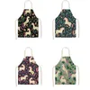 Female Sleeveless Cartoon Apron Cotton And Hemp Pinafore Floral Prints Cooking Aprons For Home Kitchen Popular Creative