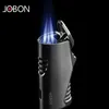 Jobon Metal Triple Torch Jet Lighter Pipe Lighter with Ciable Cutter可視ガス窓防風炎軽量ガジェット