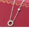 R Colar círculo de amor com pingente de diamante CZ colar de cor de ouro rosa para mulheres para mulheres vintage colar jóias com origi8564338