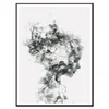 キャンバスのホームデコレーションのポスターに現代の抽象的な黒と白のスモーキーガール油絵の壁アート写真6722679