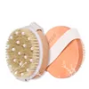 Brosse de massage anti-cellulite avec poils naturels Brosse de bain ronde en bois pour corps de douche pour brossage humide ou sec Brosse dorsale LX2549