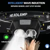 2020 Nowy 8000LM LED Headlamp 1200mAh Wbudowany bateria czujnik indukcyjny USB Akumulator 4mody LED Reflektor do biegania, Wędkarstwo