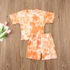 2021 Brand New Baby Girls Boy Tie-dye Clothes Sets Summer Short Sleeve T-Shirts Tops+Shorts Pants Kids Girls Outfits for 1-5Y1