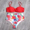 2021 Tryck Sexig Bikini Tvådelad Baddräkt Kvinnor Baddräkt Fashion High Waist Bra Set Baddräkt Badning 2PC Kvinna Biquini M158