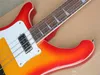 Cherry Sunburst 4-String Electric Bass Guitar med vänster, vit pickguard, Chrome Hardwares, erbjuder anpassade