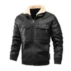 Hombre Casual PU Chaquetas de cuero Moda Tendencia Lavado con bolsillo Prendas de abrigo Diseñador Nuevo Cuello de piel masculino Manga larga Chaquetas con cremallera delgadas Abrigo