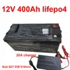 Batterie au lithium Lifepo4 étanche, 12.8V, 12V, 400ah, pour voiturettes de Golf, alimentation électrique, stockage solaire EV, onduleur, bateau + chargeur 20a