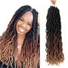 Wave Hair Ombre Crochet Syntetisk Braiding Hair Extensions Goddess Gypsy Locs 18 inches Soft Dreads Dreadlocks Hår för Black Marley