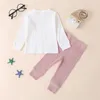 Completi di abbigliamento per neonati Articolo per neonati Top a maniche lunghe + pantaloni 2 pezzi / set Abiti caldi solidi per bambini Abbigliamento casual per bambini M2270