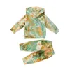 2020 Outono crianças roupas bebê veludo gravata tingido conjuntos de roupas de meninas camisola com capuz top + calças 2 pçs / set boutique criança roupas m2408