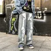 Männer Jeans Männer Skeleton Übergroße Schwarze Hosen 2021 Denim Herren Streetwear Hip Hop Harem Hohe Wasit Overalls SA-8