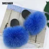 Children Fluffy Fur Slippers Kids Real Fur Slides Girls Flat Indoor Home Slippers Child Furry Slides Baby Plush Flip Flops