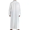 ホワイトロングスリーブイスラム男性服Jubba Thobe Abaya Dubaiサウジアラビア伝統的なRamadan Eidアラブローブ