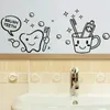 Decalcomania da muro per bagno con adesivo impermeabile stampato con spazzolino da denti rimovibile