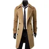 Fashion Coat Men Wool Coat Vinter Varm Solid Lång Trench Jacket Bröst Business Casual Overcoat Parka