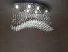 モダンウェーブ楕円形の雨ドロップクリアLED K9クリスタルシャンデリア照明照明照明器具リビングルームのダイニングルームwith gu10 bulbs2108