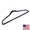 Black T-shirt Pants Jacket Skirt Drying Hanger with Dress Nothches 10pcs 45*0.5*24.5 Plastic Flocking Clothes Hangers Ra