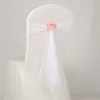10 stks Bruiloft Decoratie Stoel Back Organza Stoel Sash Spandex Sash met Rose Ball Artificial Flower and Organza Chair Sash Wedding Layout