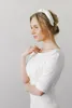 新しいシースストレッチセプレッツ控えめなウェディングドレス短い半袖シンプルな非公式花嫁のレセプションドレスカスタム茶長高品質