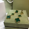 Vendre 925 argent quatre feuilles fleur ensemble de bijoux pour les femmes de mariage collier bracelet boucles d'oreilles bague vert nacre coquille trèfle4520080