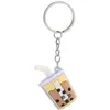 7.5 cm mini Melkbeker Keychain Cartoon Cute Key Ring Silicone Soft Pendant sieraden Accessoires Geschenk voor vrouwen4000653