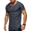 Men's New T-shirt Fashion Summer Jogger Men Solid T Shirts Casual Slim Fit Ribbed Shoulder Biker Elastic White&Black Short Sleeve Tops Shirt 7BMY5