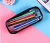 PVC Pencil Bag Zipper Pouch School Studenter Rensa Transparent Vattentät Plast PVC Förvaring Box Pen Case Partihandel DHL Gratis