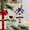 Flaschenhülle, kariertes Leinen, Weinbeutel, Weihnachten, Revers, Rotweinflaschenhülle, Weihnachtsdekoration, Wein-Sets, Esstisch, Party-Dekoration, LSK327