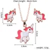 Dier sieraden set keten kinderen cartoon paard hond bij ketting oorbellen sets voor meisjes geschenken groothandel