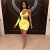 Casual Dresses Backless Bodycon Club Party Dress Women Plus Size Halter Solid One Shoulder Slim Sexy Short Summer Long Sleeve Mini