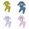 Vêtements de créateurs pour enfants Ensembles de vêtements pour garçons Hauts arc-en-ciel Pantalons à volants Costumes enfants Vêtements de couleur unie Filles Garçons Tenues Ensembles de vêtements LSK522