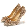 Fashion Women Shoes High Heels Gold Silver Red Gorgeous Rhinestone Sequined Bridal Wedding Shoes Size 34 To 41 Tradingbear