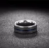 2020 Fashion Thin Blue Line Tungsten Ring Wedding Brand 8MM Tungsten Carbide Rings for Men Jewelry