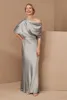 Grey Elegant Mother Of The Bride Dresses Satin Floor Length Plus Size Mother Wedding Guest Dress Custom Made Evening Gowns