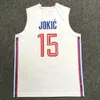 Top-Qualität #15 Jokic Basketball Trikot Alle genähten College-Trikots benutzerdefinierter Nummer Name An jeder Größe xxs-4xl