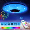 36W RGB Flush Mount Round Starlight Music LED Takljuslampa med Bluetooth -högtalare Dimble Color Changing Light Fixture9879716